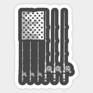 Patriotic Fishing American Flag Sticker